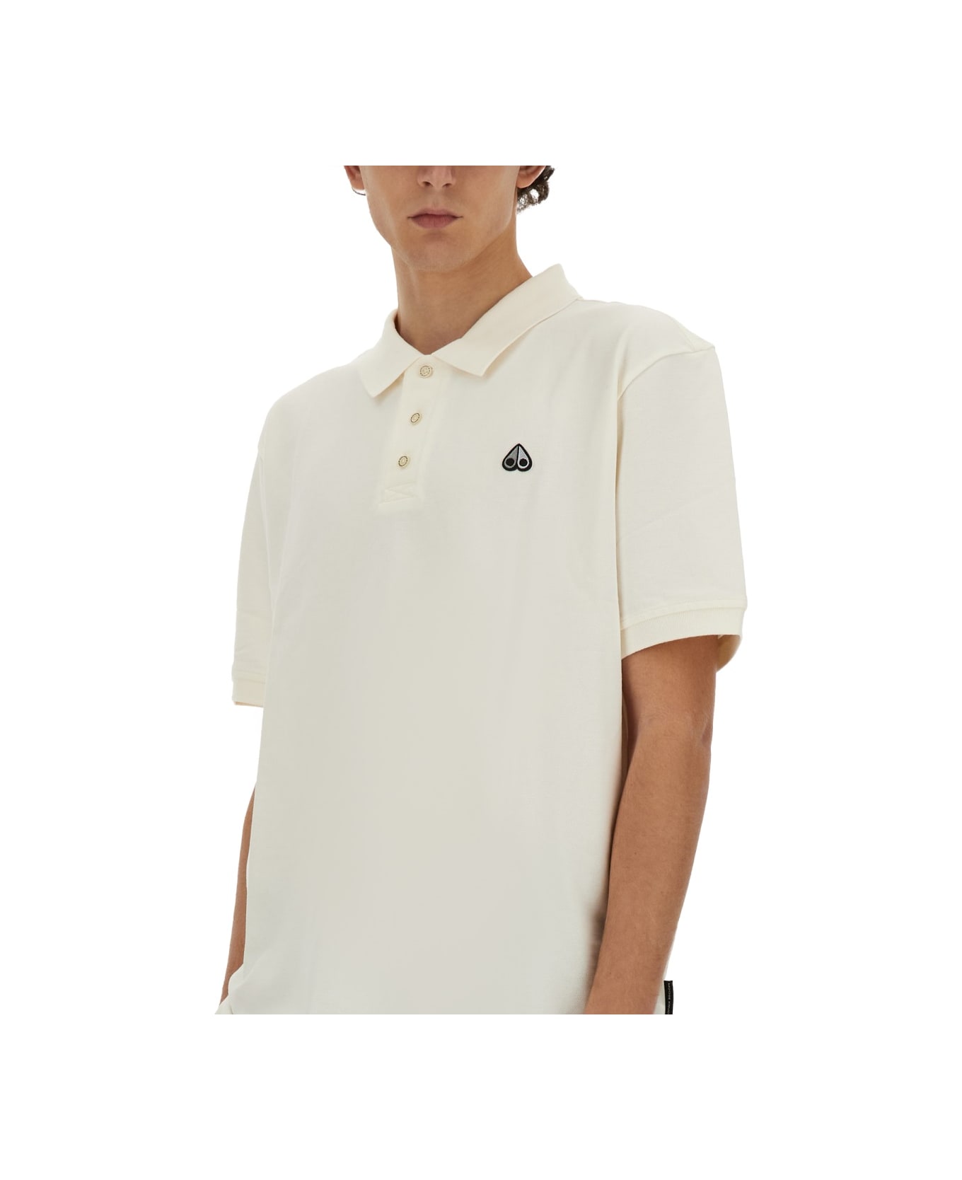 Moose Knuckles Polo With Logo Patch - WHITE