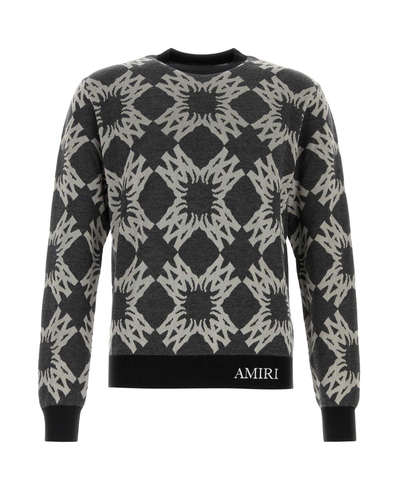 AMIRI Embroidered Wool Blend Sweater - DARKGREY