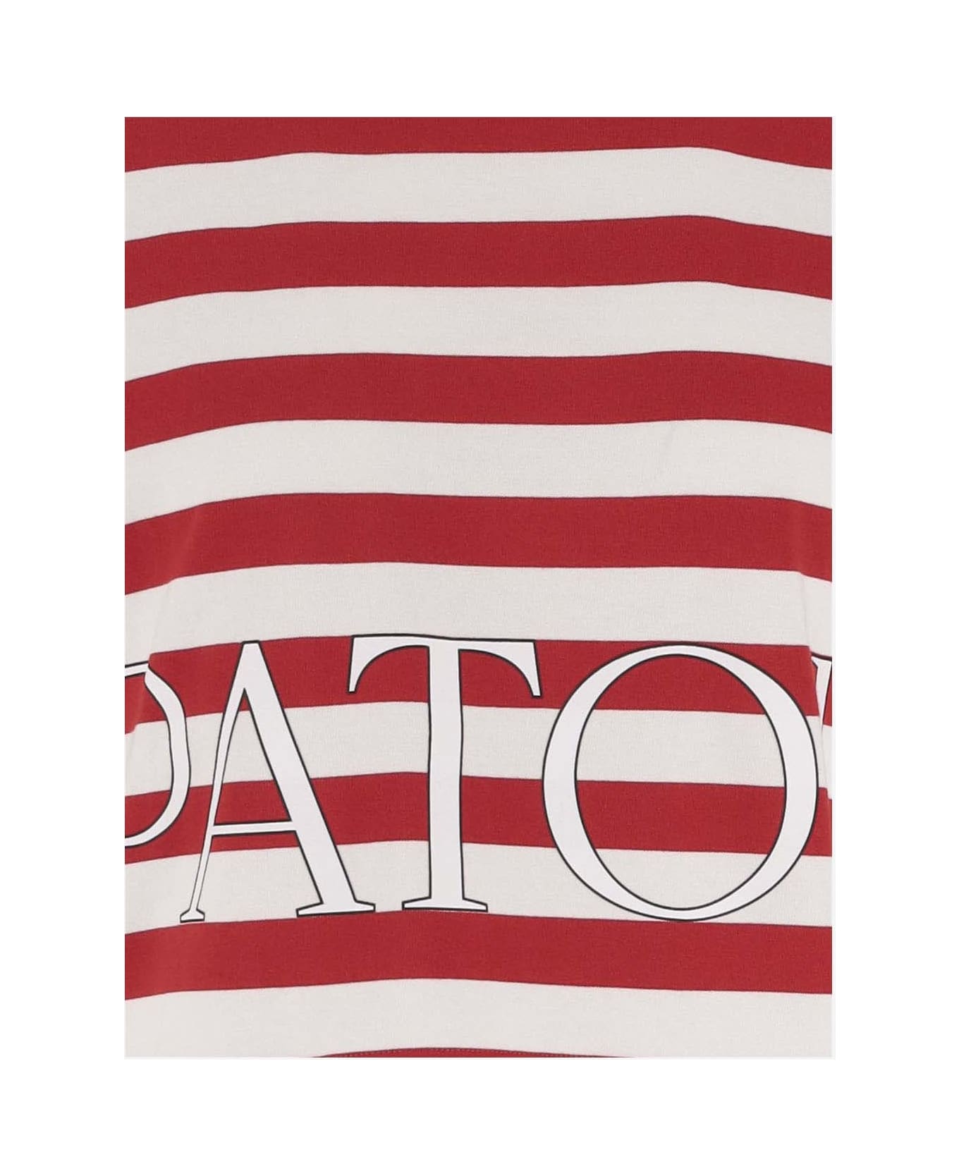 Patou Cotton T-shirt With Logo Striped Pattern - Red Tシャツ