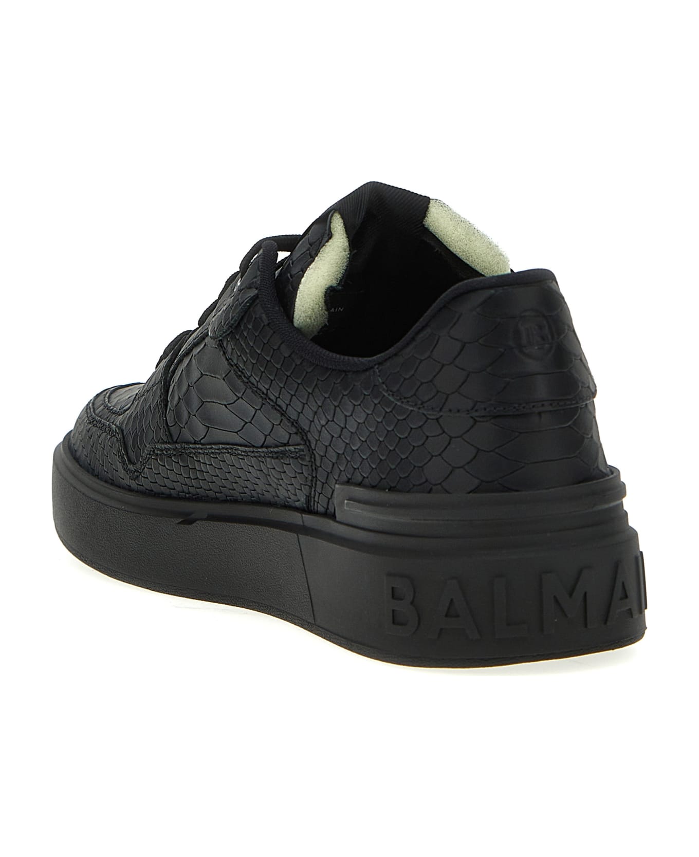 Balmain B-court Leather And Leather Sneakers - Black スニーカー