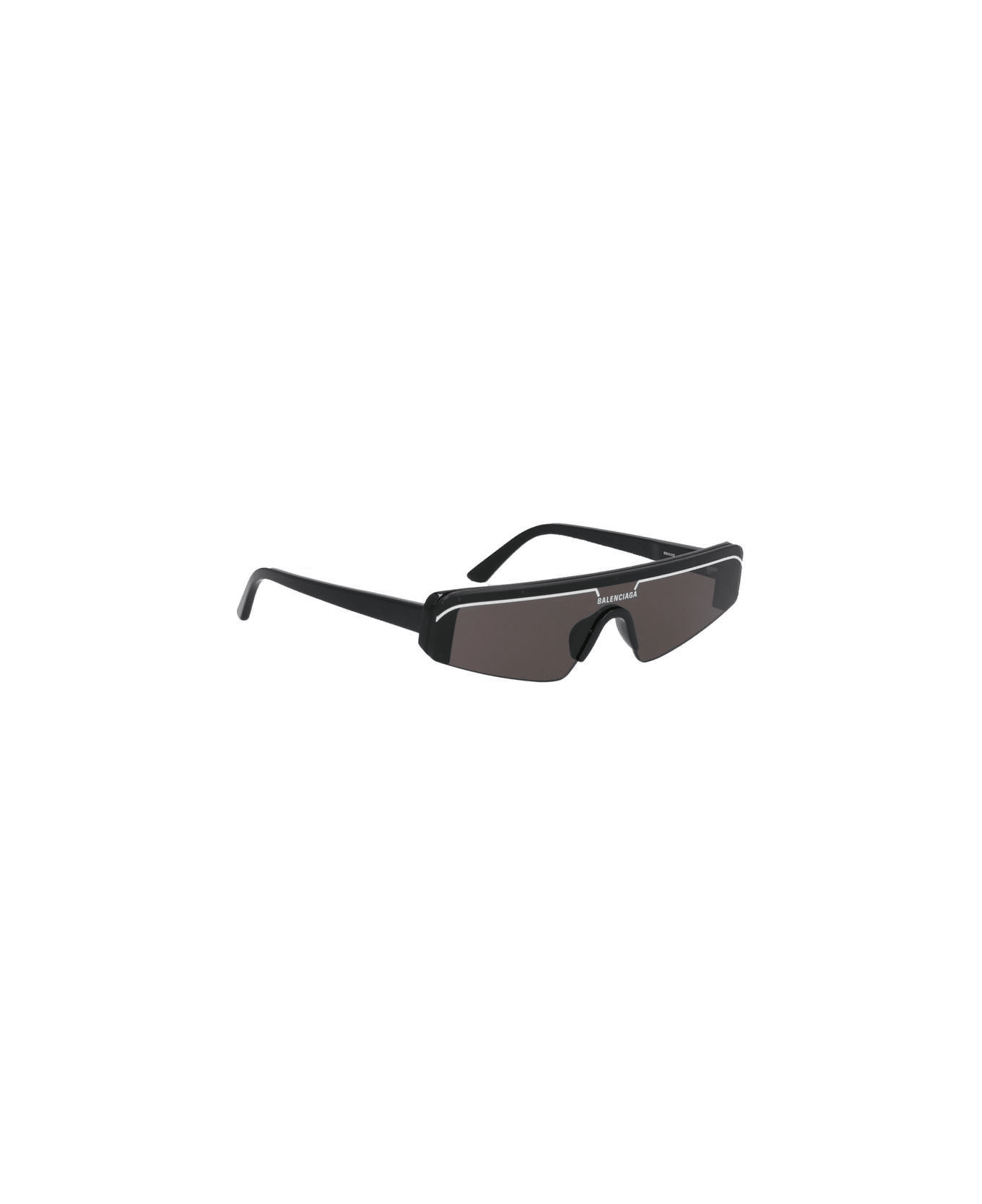 Balenciaga Eyewear Logo Print Rectangle Frame Mask Sunglasses - Black