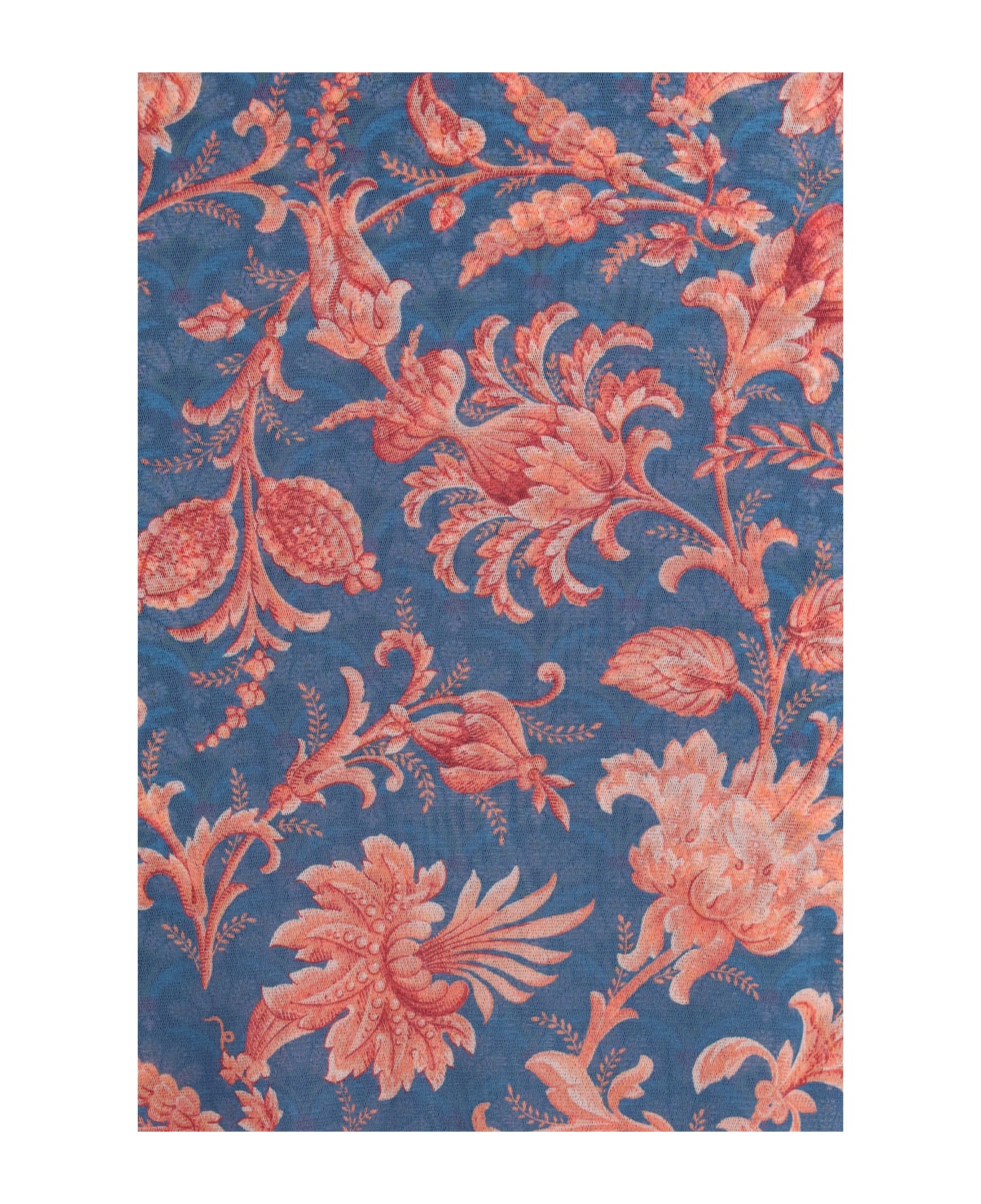 Etro Stretch Tulle Midi Dress With Floral Motif