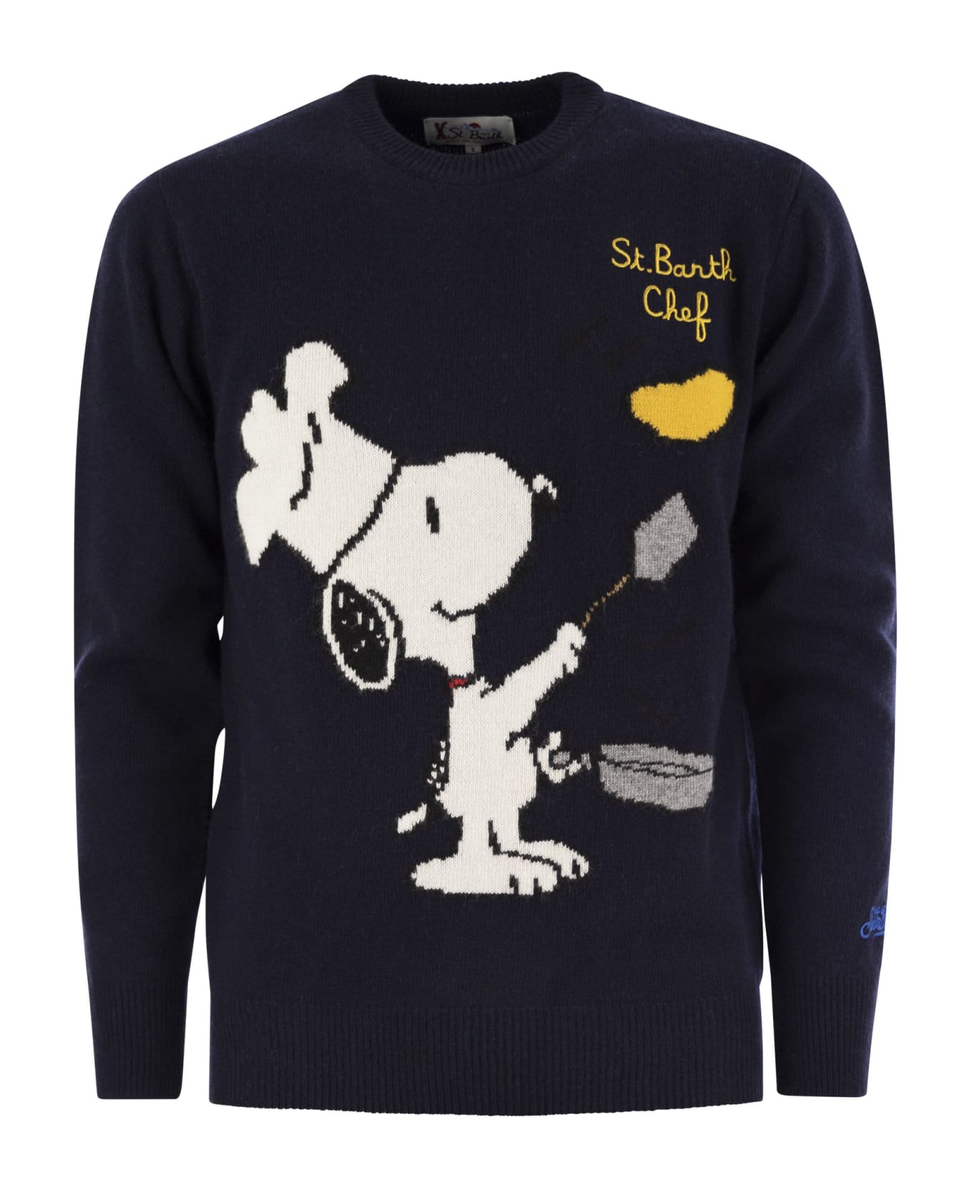 MC2 Saint Barth Snoopy Chef Jumper In Wool And Cashmere Blend - Navy Blue
