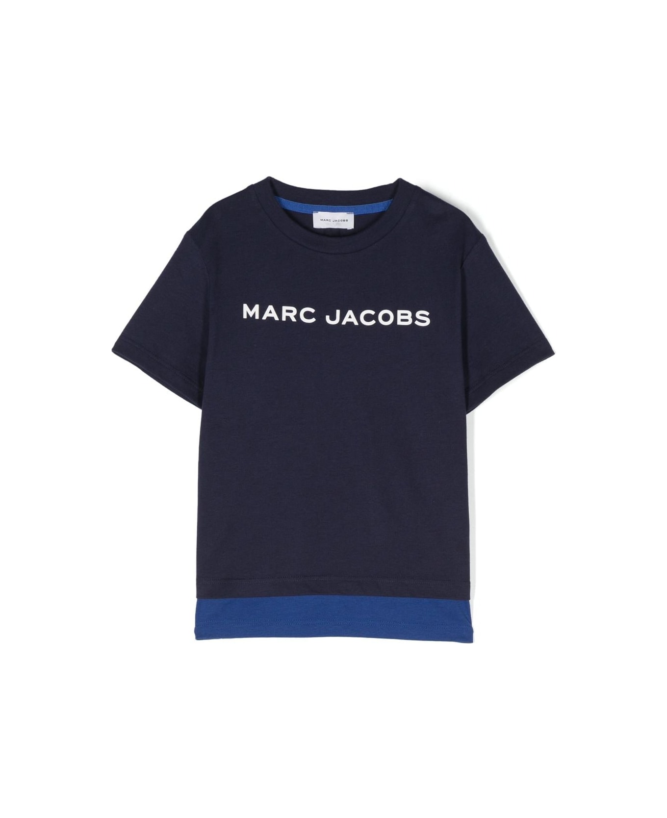 Little Marc Jacobs Marc Jacobs T-shirt Blu Con Pannelli A Contrasto In Jersey Di Cotone Bambino - Blu