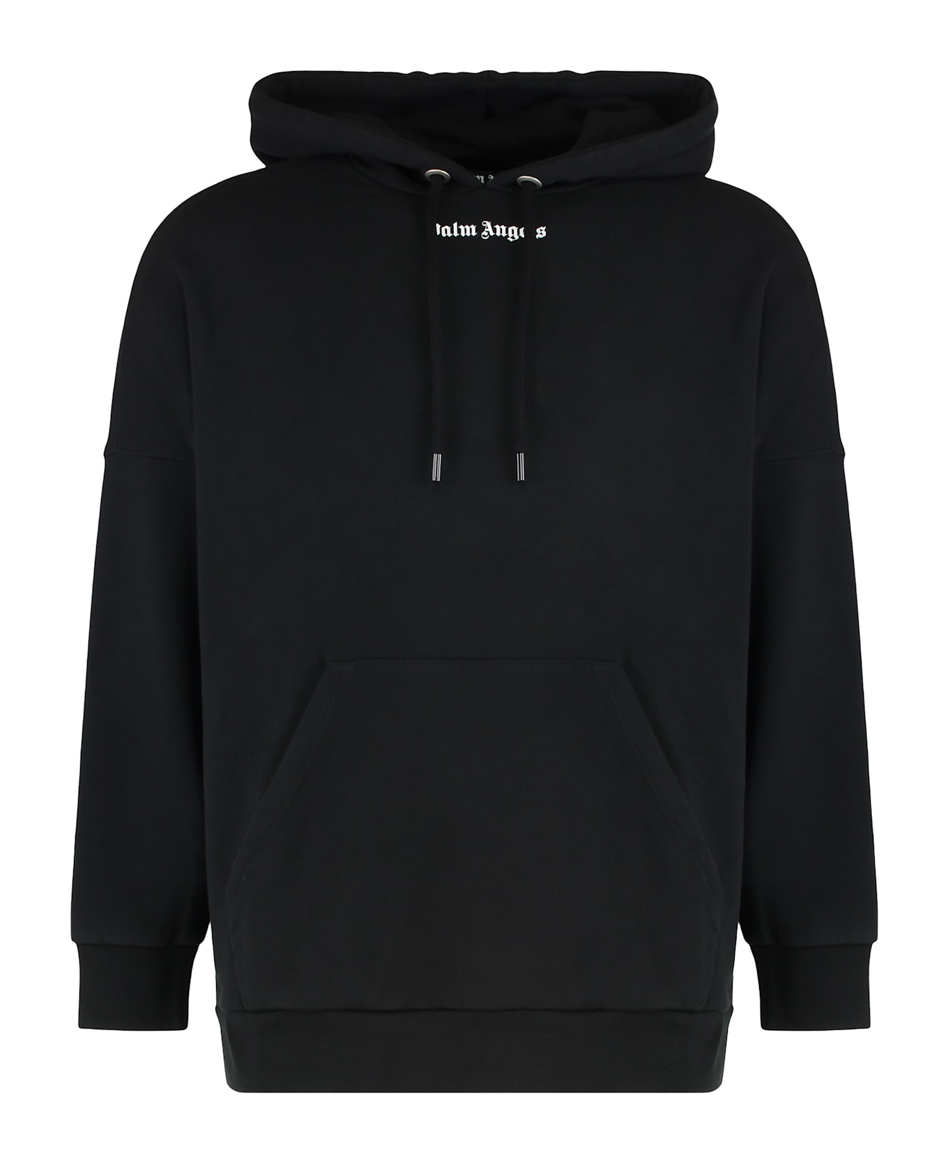 Palm Angels Hooded Sweatshirt In Cotton With Logo - black