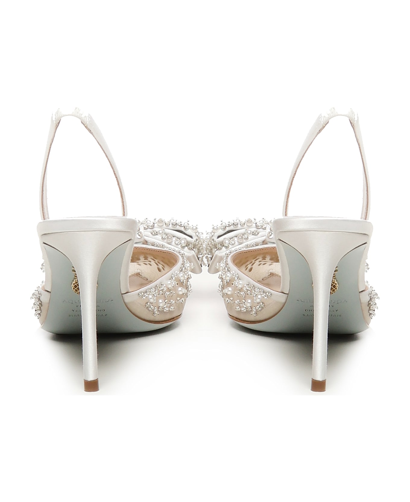Aquazzura Melodie Slingbacks With Pearls And Crystals - White