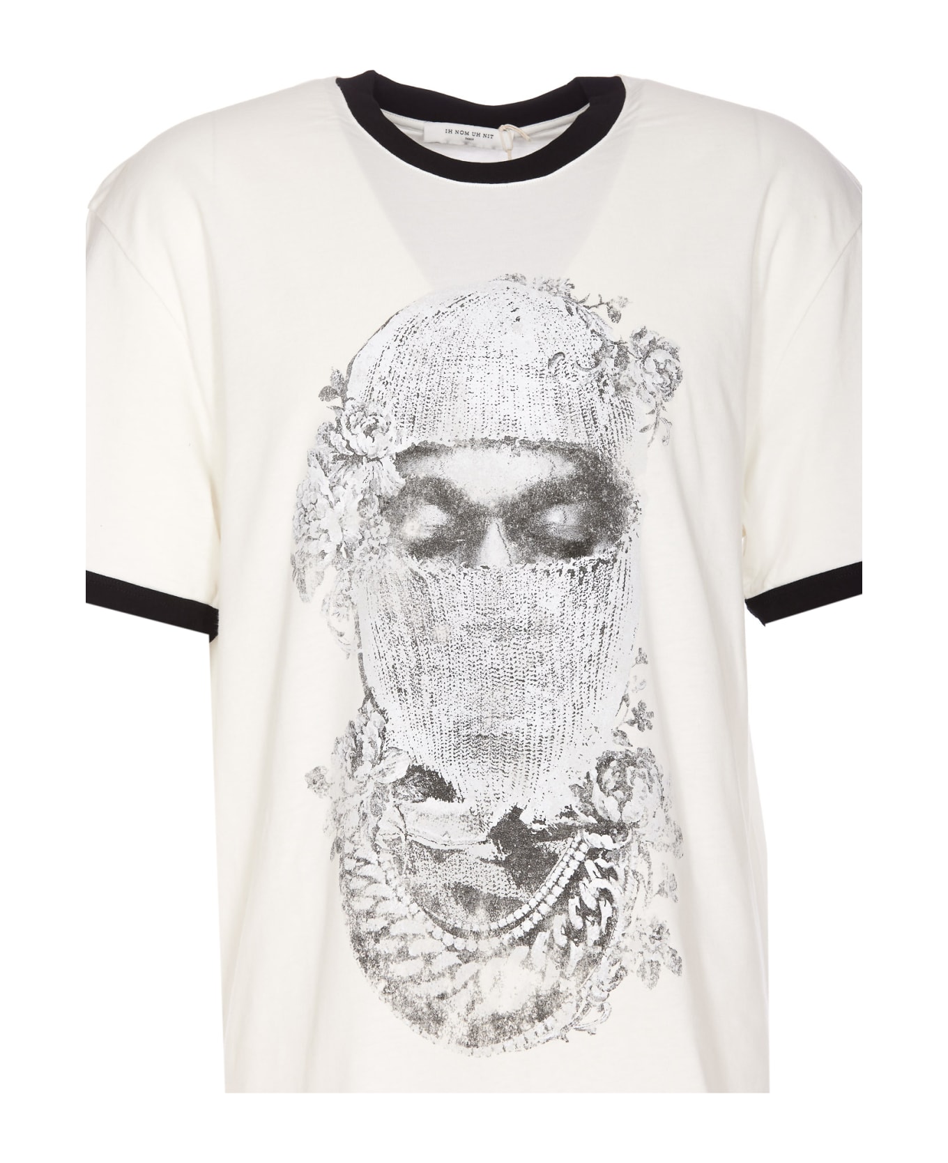 ih nom uh nit Mask Roses Distressed Print And Logo T-shirt - White