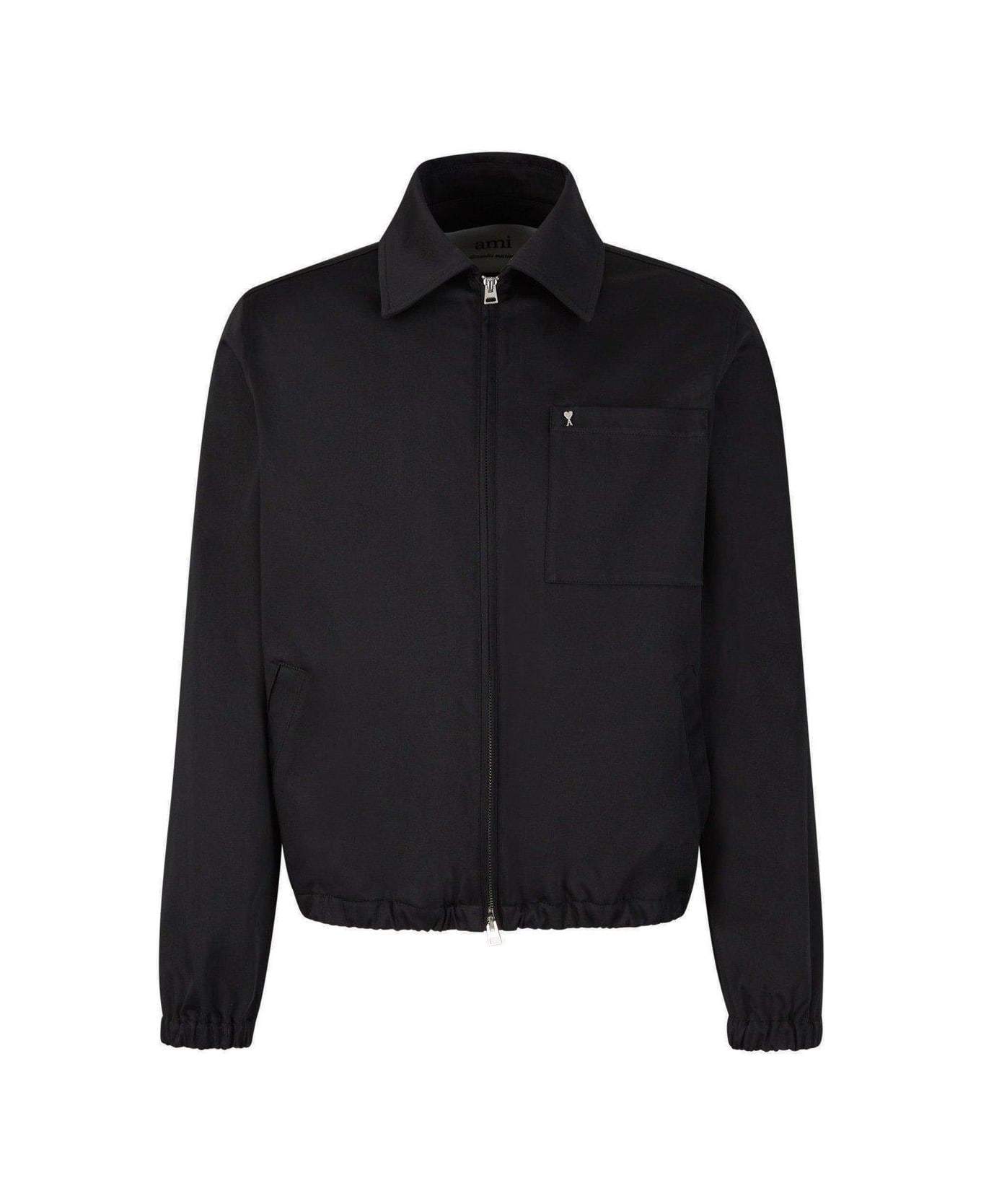 Ami Alexandre Mattiussi Paris Long-sleeved Zipped Bomber Jacket - Black
