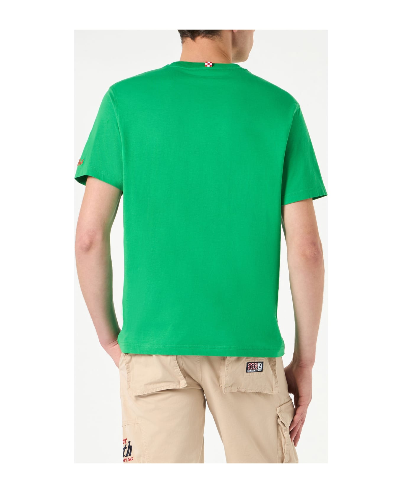 MC2 Saint Barth Man Cotton T-shirt With Sbagliato Embroidery - GREEN