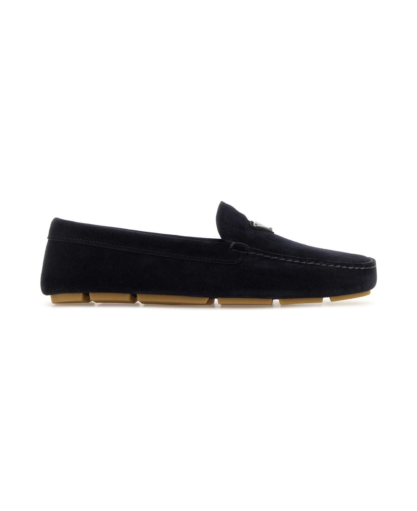 Prada Midnight Blue Suede Loafers - BLEU