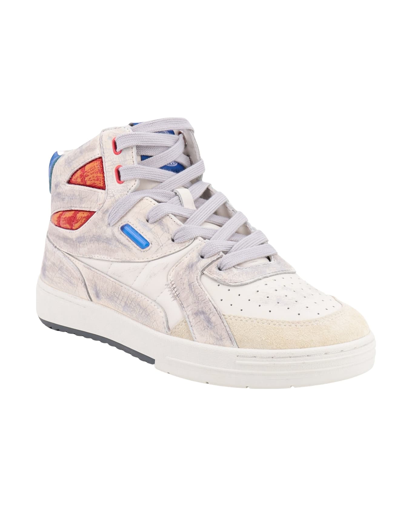 Palm Angels Multicolor University Leather Sneakers - White
