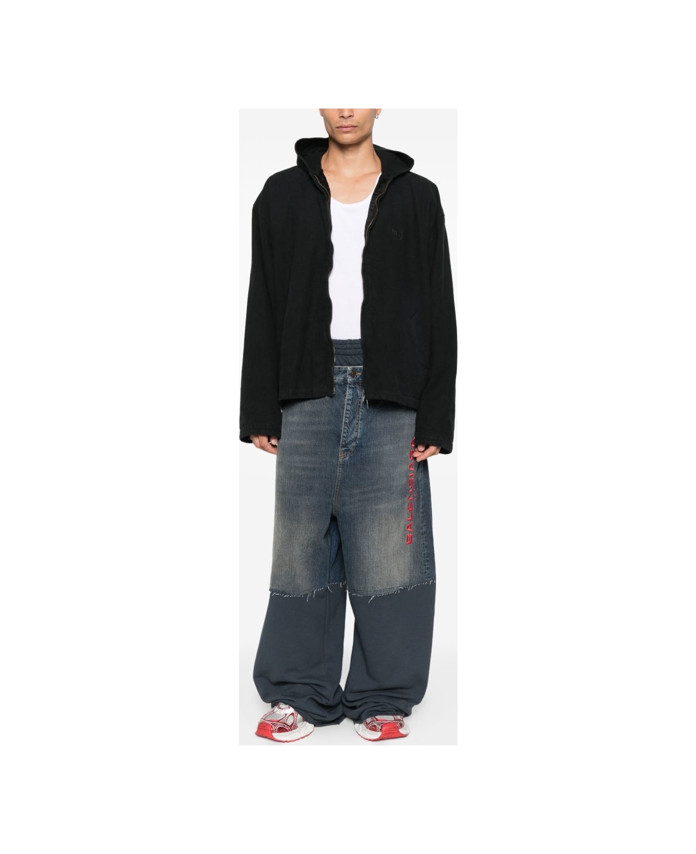 Balenciaga Flanned Hooded Jacket - Black