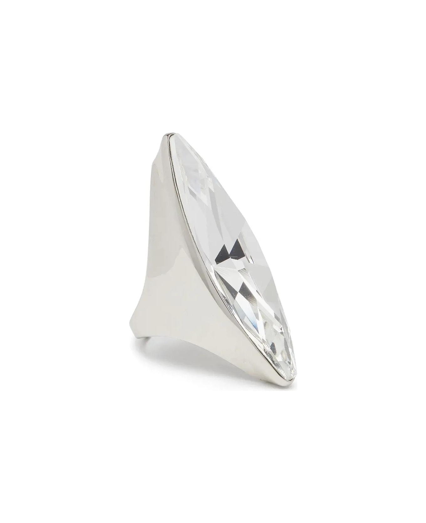 Alexander McQueen Antiqued Silver Jewelled Pointed Ring - Silver