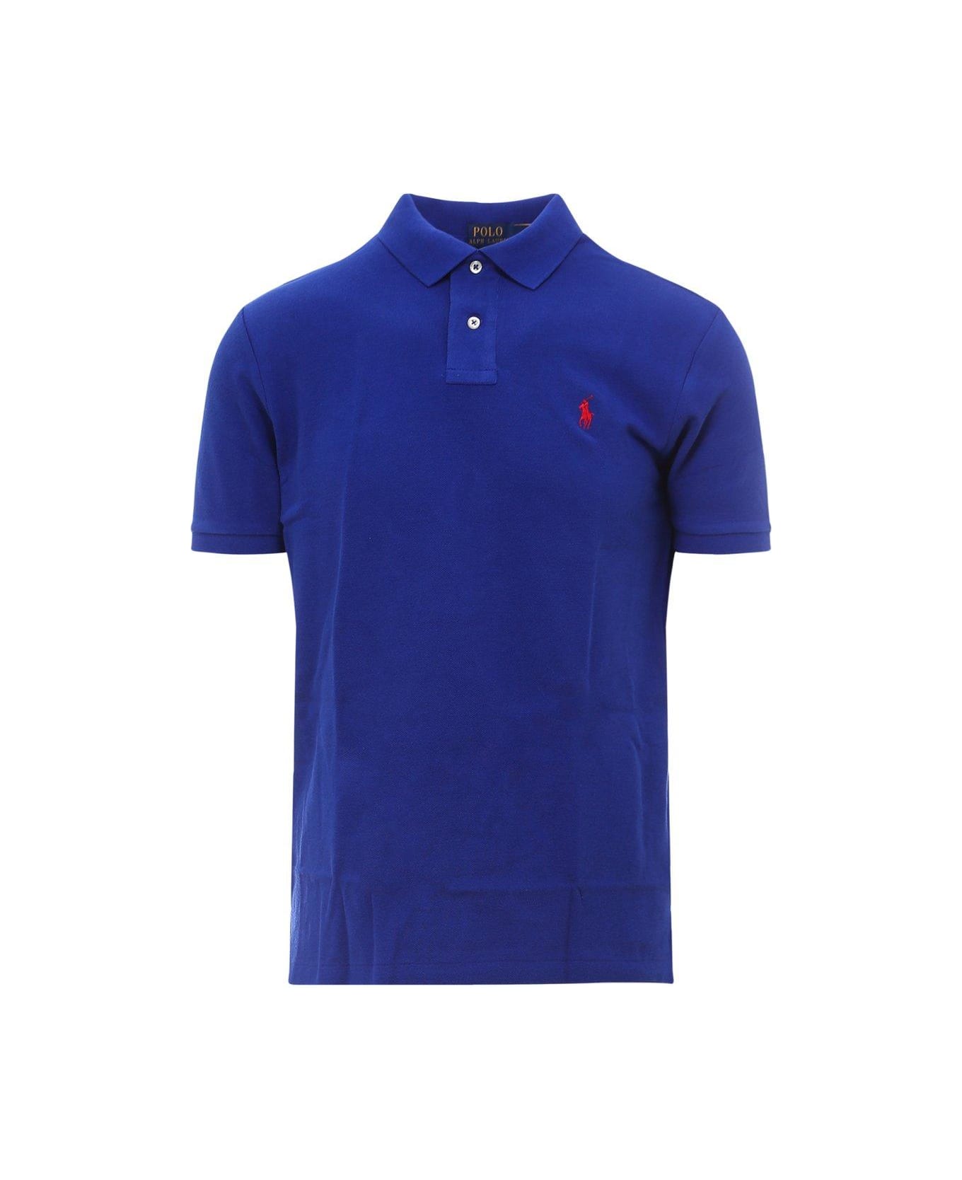 Ralph Lauren Logo Embroidered Polo Shirt - ROYAL BLUE