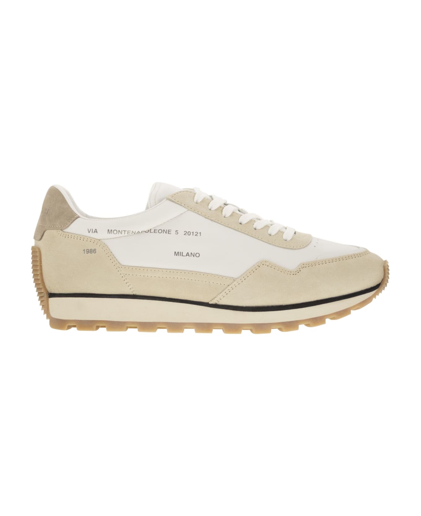 Hogan 86er - Leather And Suede Trainers - White/beige