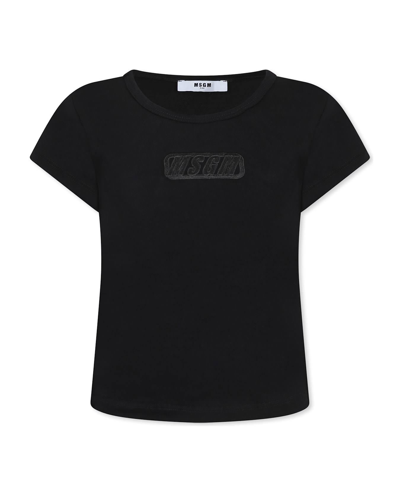 MSGM Black T-shirt For Girl With Logo - Black