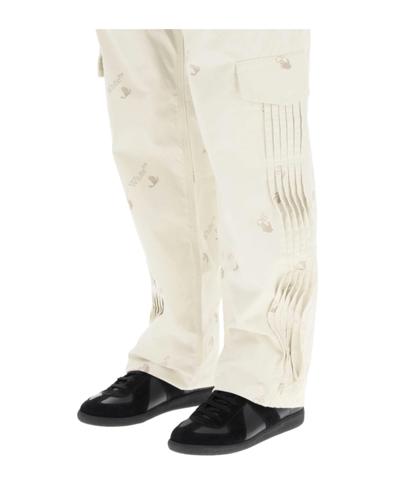 Off-White Cotton Logo Denim Jeans - Beige ボトムス