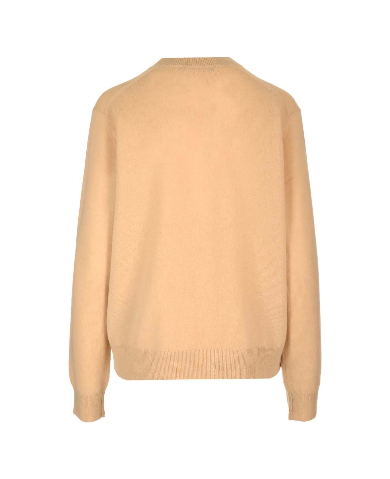 Acne Studios Face Logo Patch Crewneck Sweater - Beige