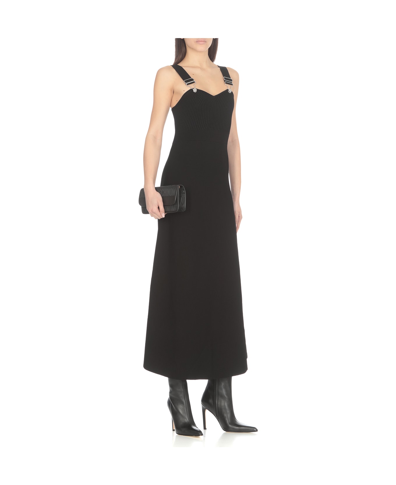 M05CH1N0 Jeans Shuolder Straps Dress - Black ワンピース＆ドレス