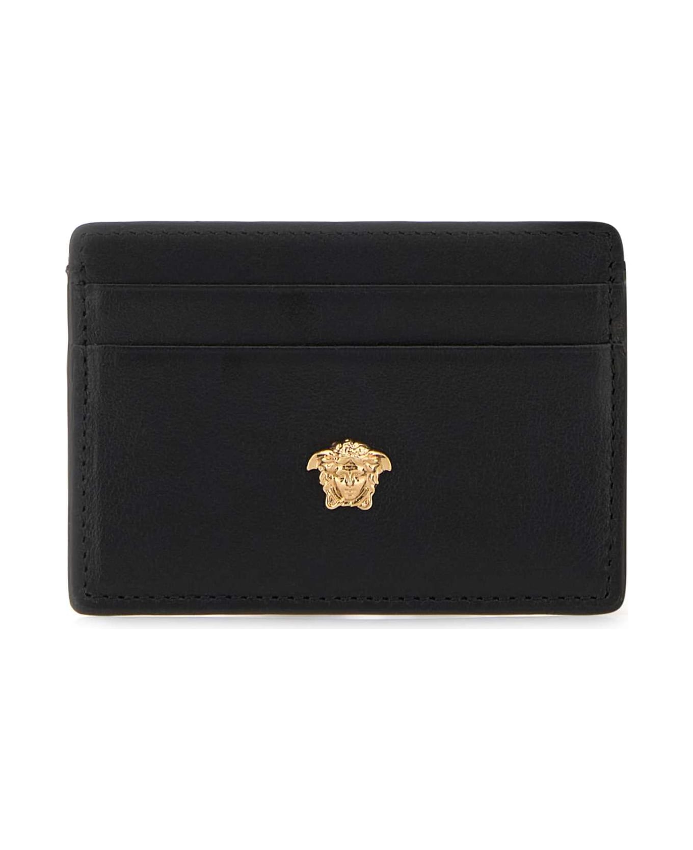 Versace Black Leather La Medusa Card Holder - BLACKVERSACEGOLD