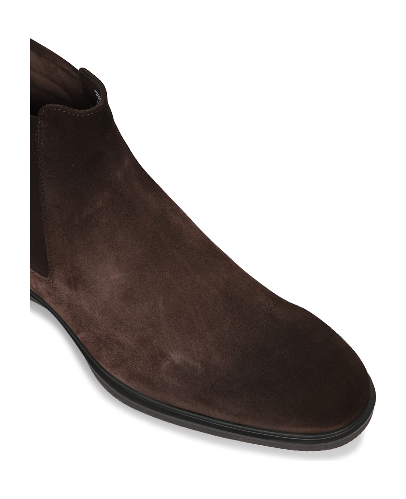 Santoni Easy Elast Suede Boot Dark Brown Tdm - Brown