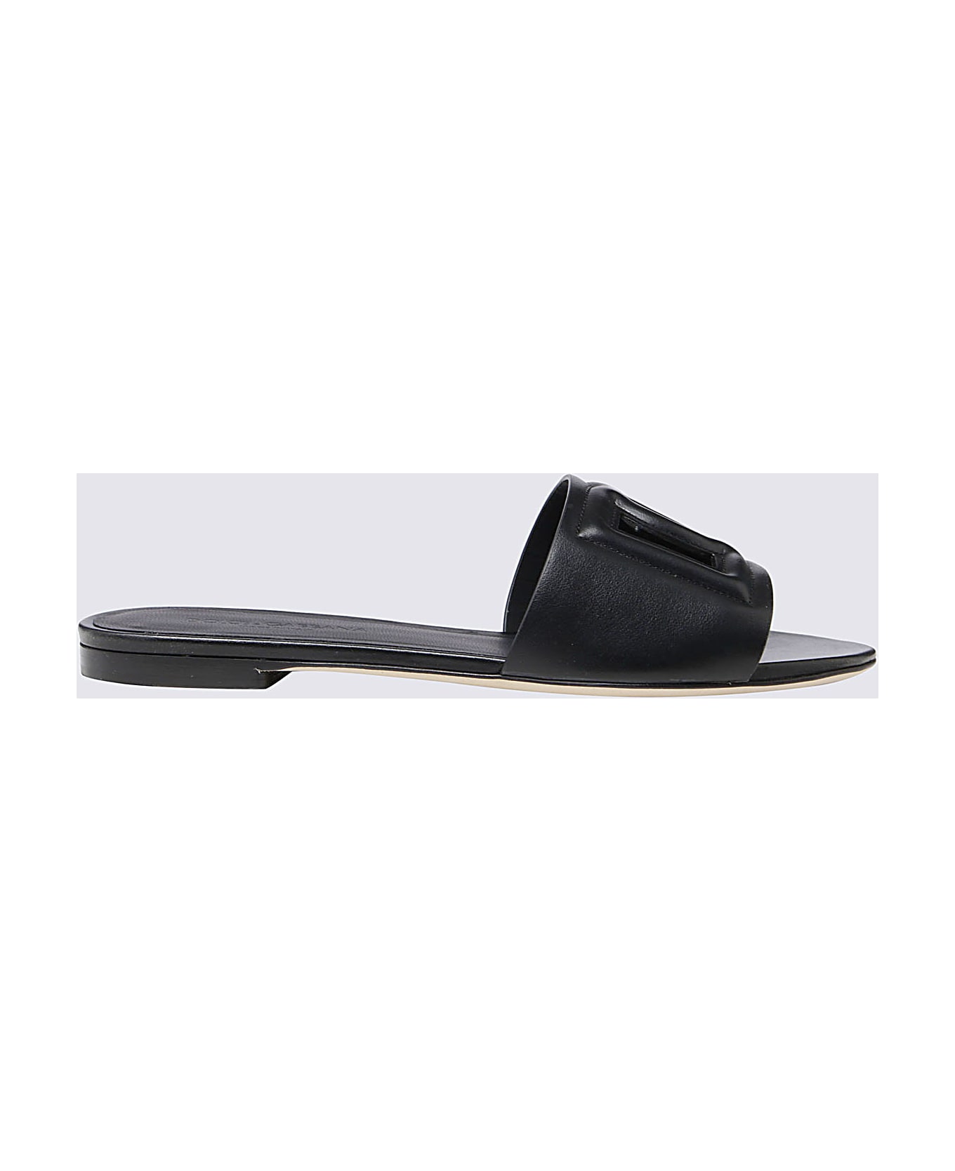 Dolce & Gabbana Black Leathe Dg Millennials Flats - Black