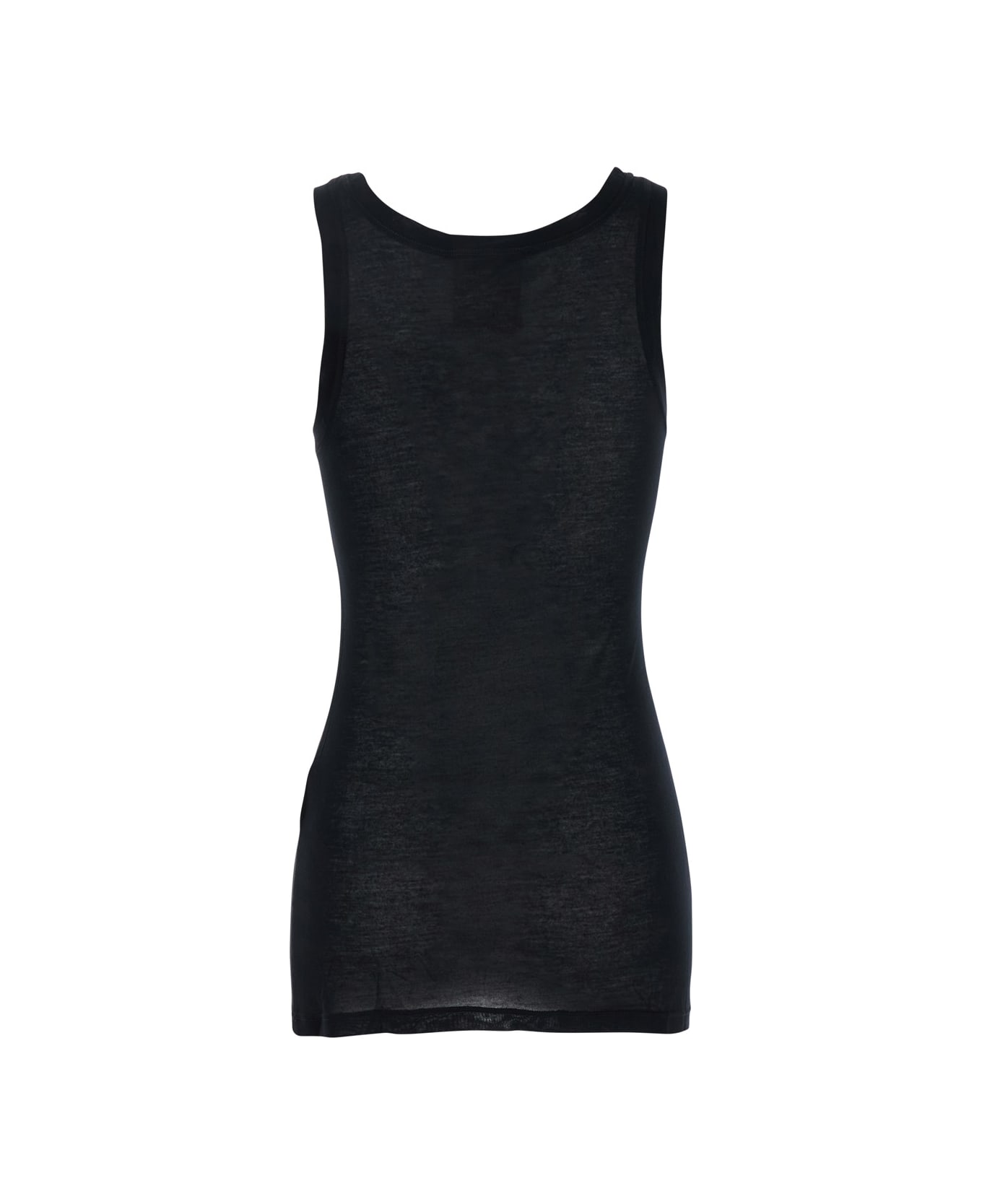SEMICOUTURE Black Sleeveless Top With U-neck In Viscose Woman - Black