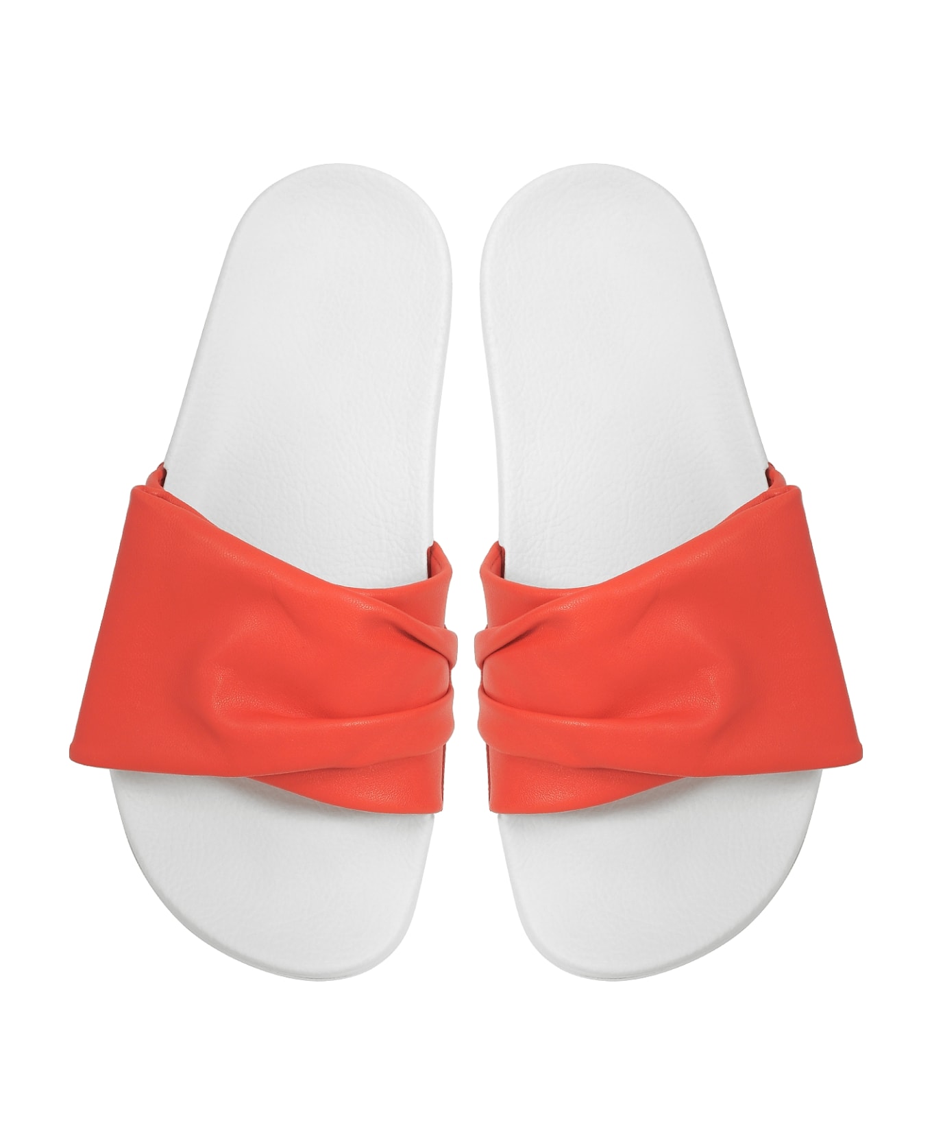 Clergerie Wendy Blood Orange Leather Slide Sandals W/white Sole - Orange