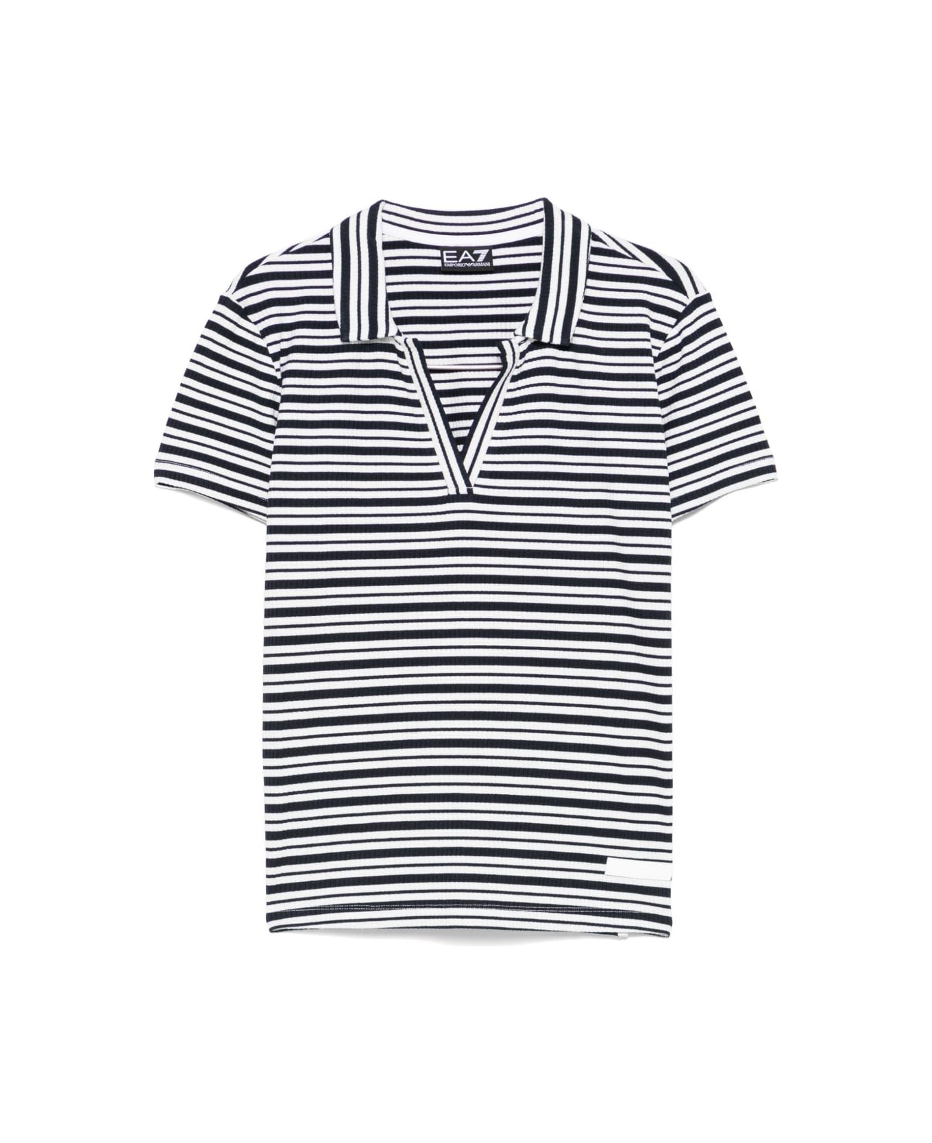 EA7 Striped Polo Shirt - Black