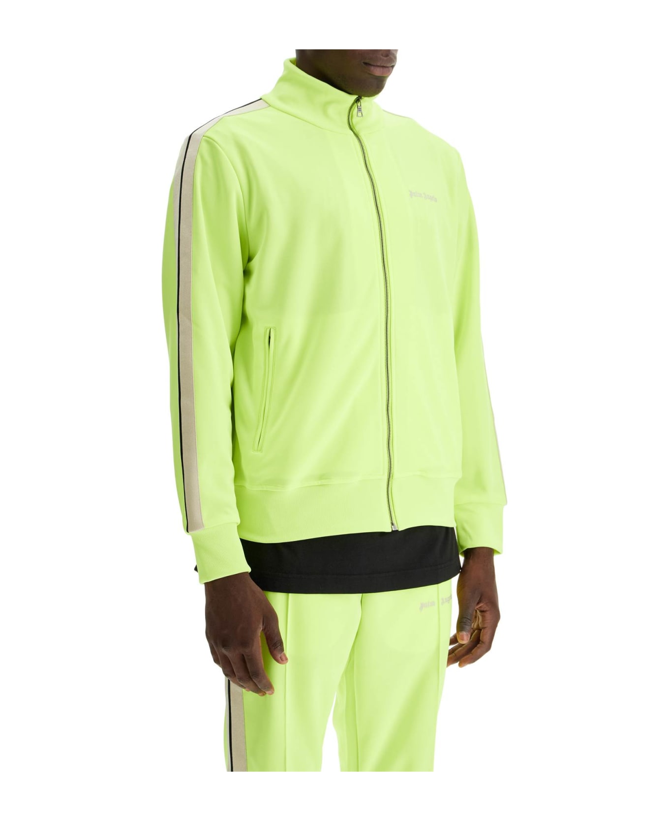 Palm Angels Track Sweatshirt With Contrasting Bands - YELLOW FLUO  OFF WHITE (Yellow)