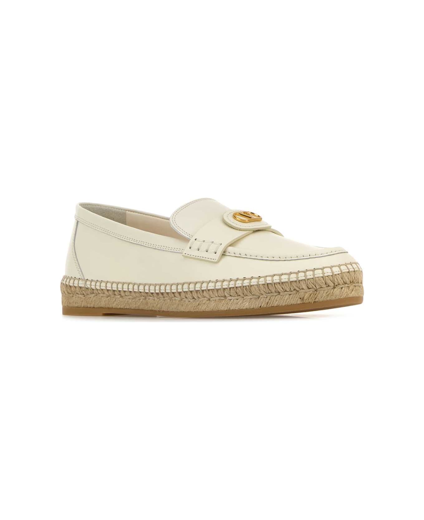 Valentino Garavani White Leather Vlogo Signature Espadrilles - IVORYNATURALE