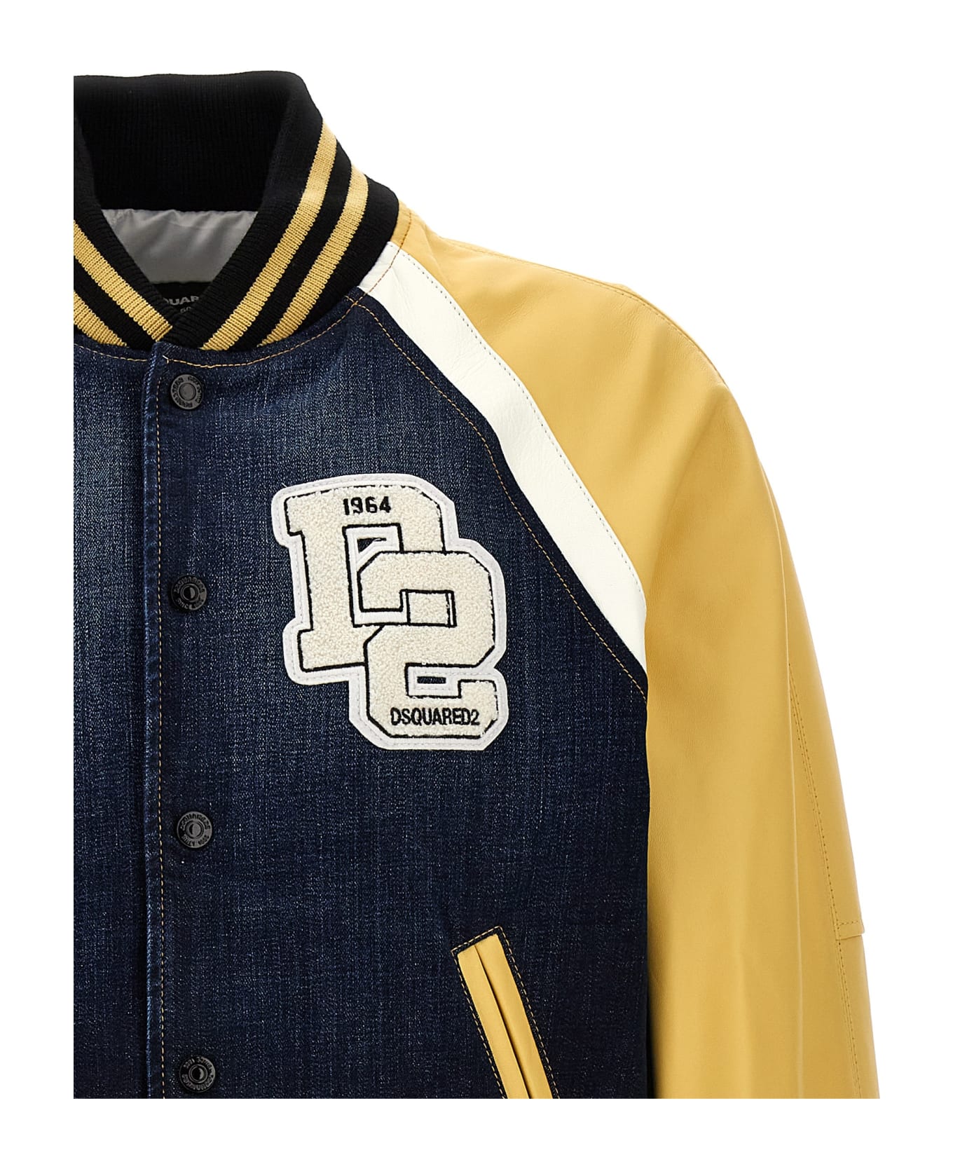 Dsquared2 Varsity Jacket With Logo Patch And Contrasting Sleeves - Multicolor