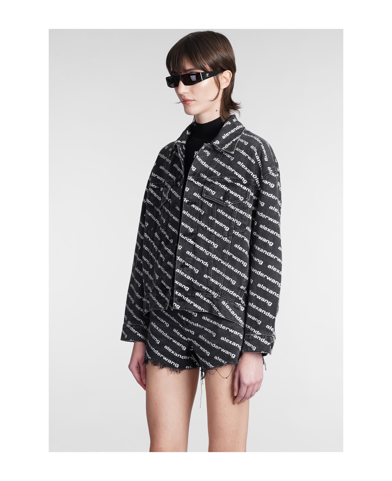 Alexander Wang All Over Logo Jacket - GREYAGEDWHITE