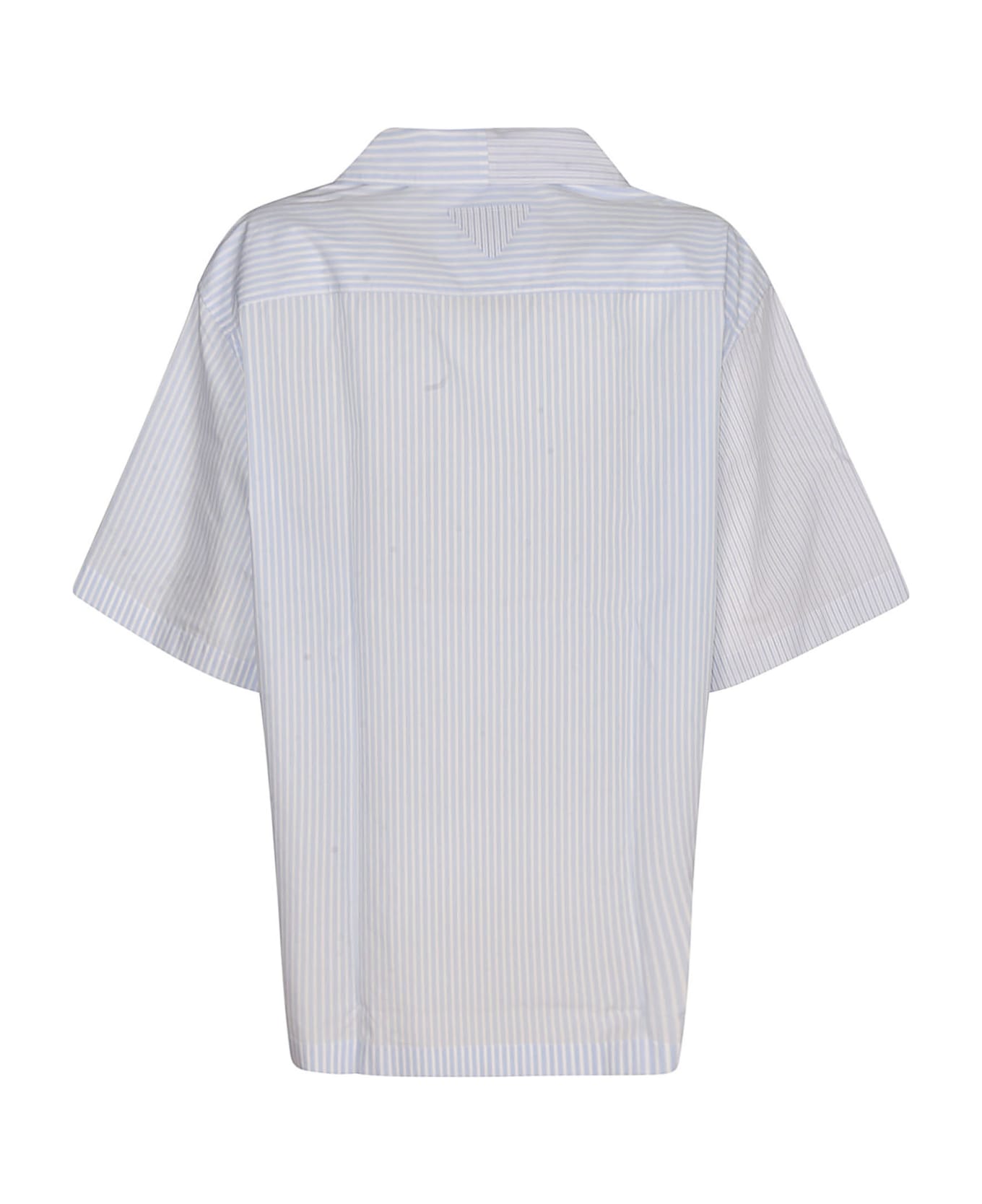 Prada Striped Short-sleeved Button Up Shirt - White/Sky Blue