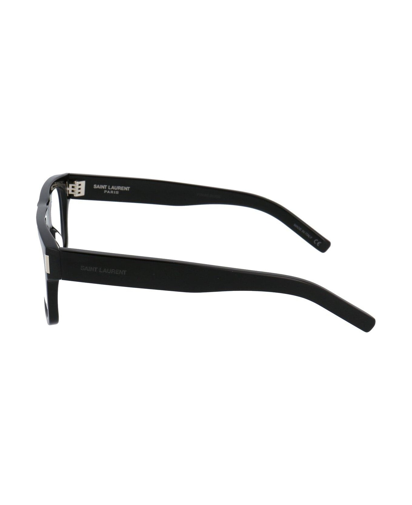 Saint Laurent Eyewear Square Frame Glasses - 001 black black transpare