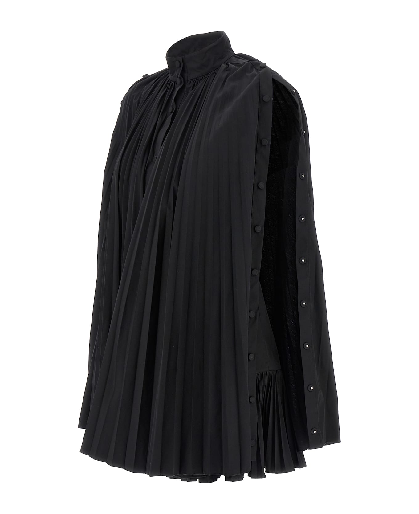 Giovanni Bedin Pleated Dress With Cape - Black  
