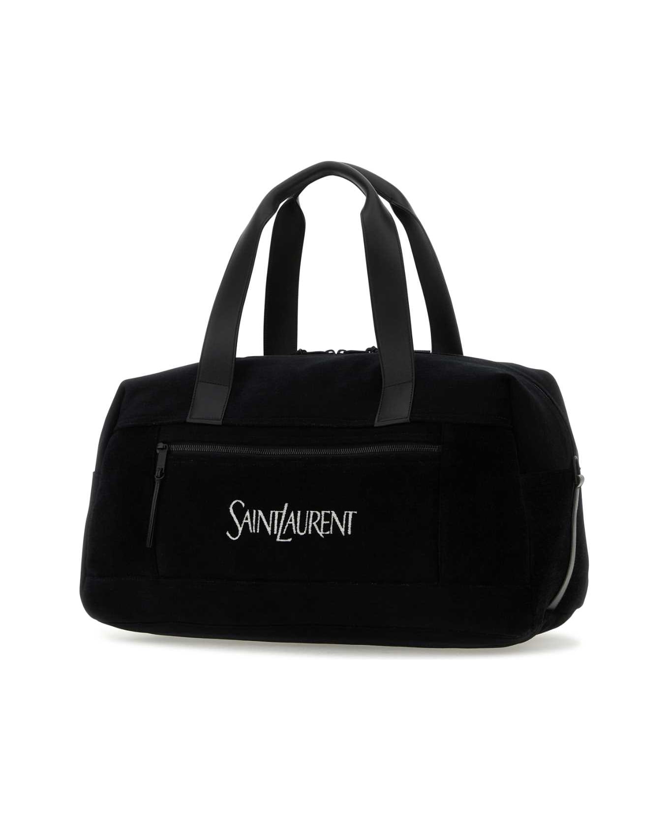 Saint Laurent Black Jacquard Duffle Travel Bag - NEROBIANCONERO