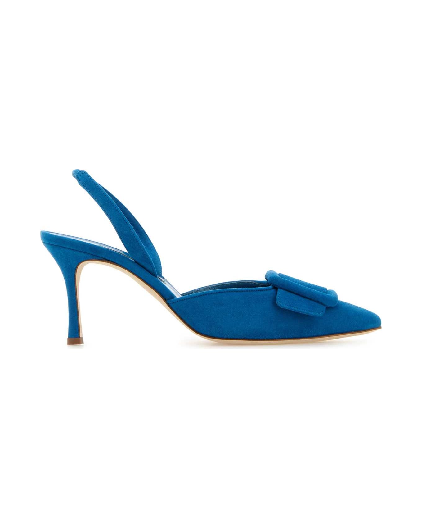 Manolo Blahnik Denim Blue Suede Maysli Pumps - BBLU