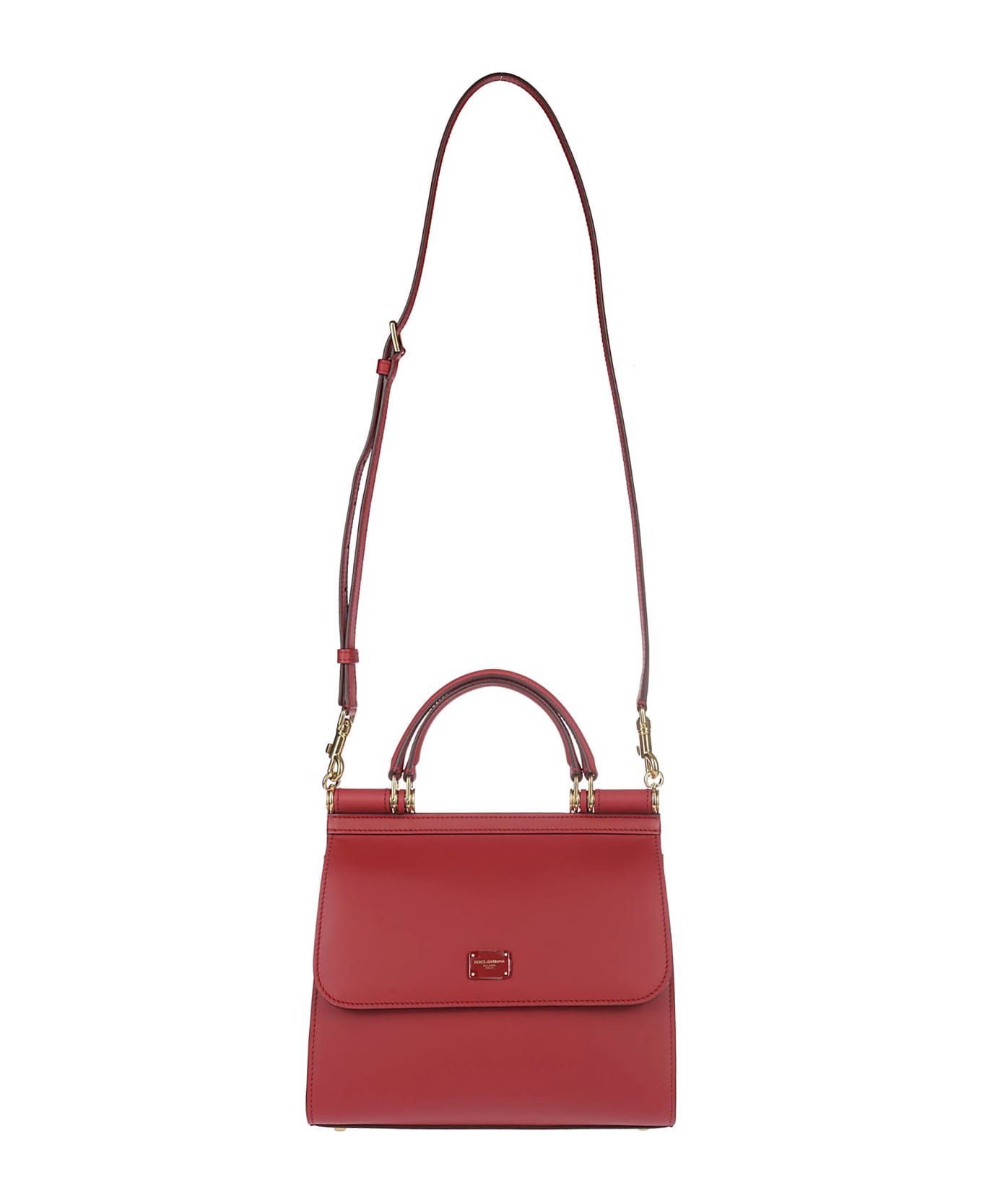Dolce & Gabbana Red Leather Sicily Small Tote Bag - POPPY RED