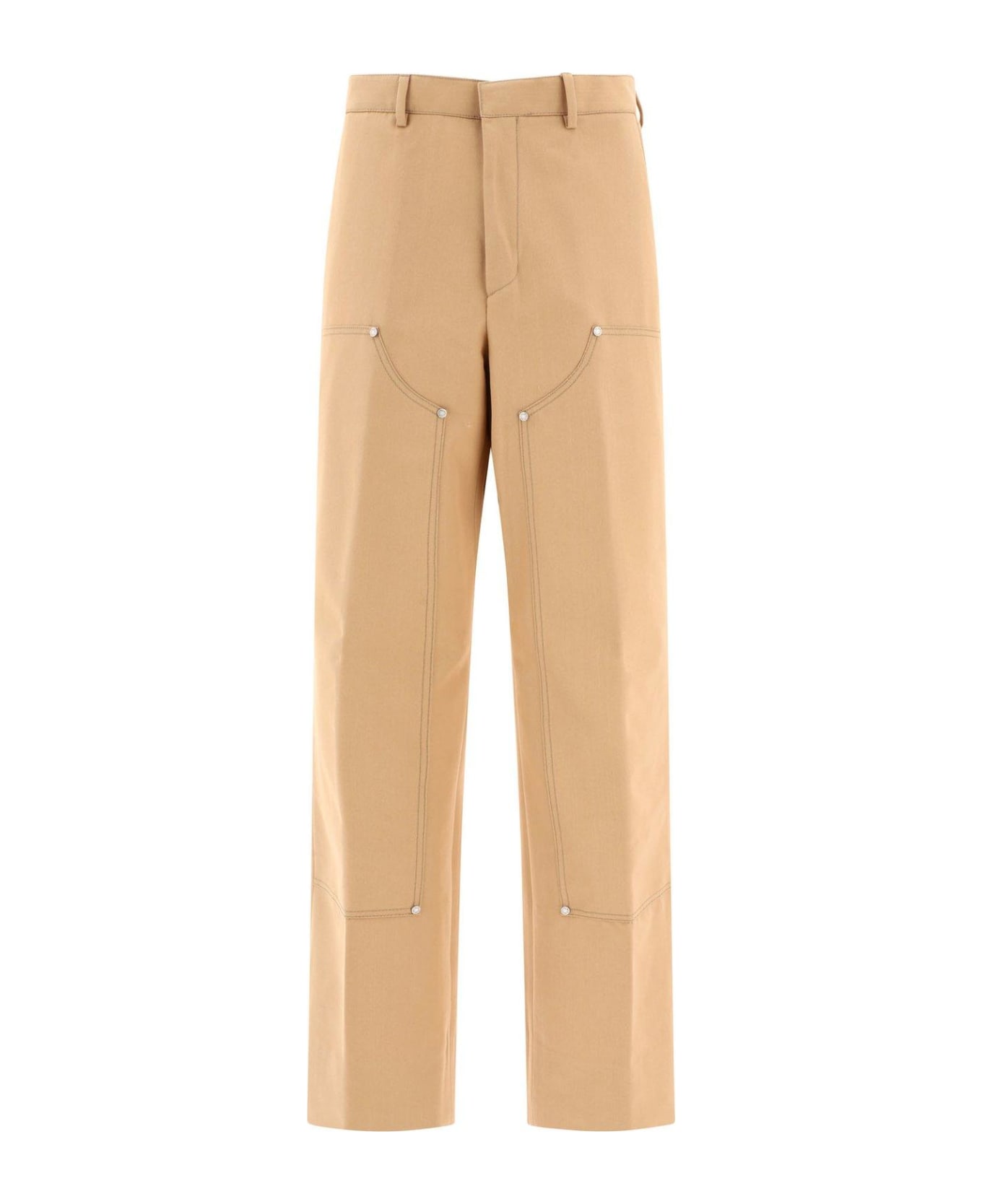 Palm Angels Pa Embroidered Workwear Trousers - Beige ボトムス