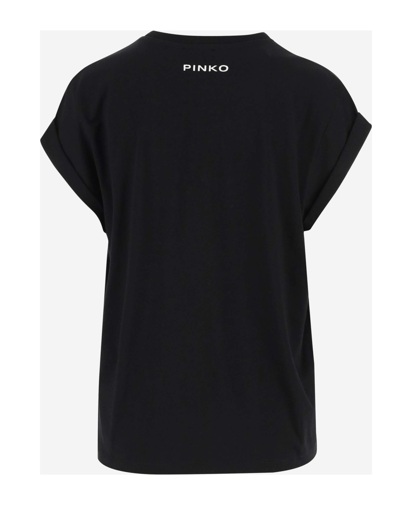 Pinko Love Print Cotton T-shirt - Black