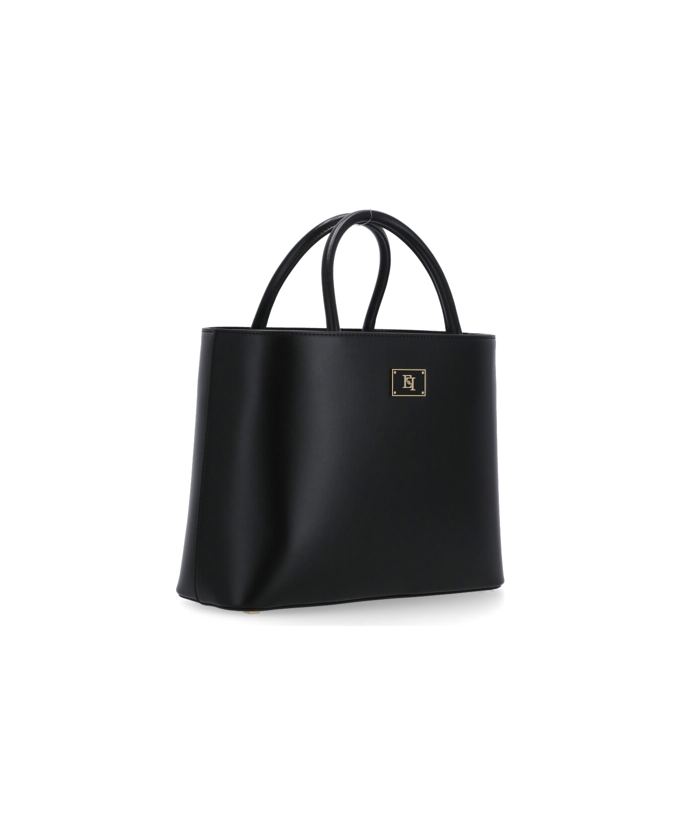 Elisabetta Franchi Shopping Bag With Logo - Black