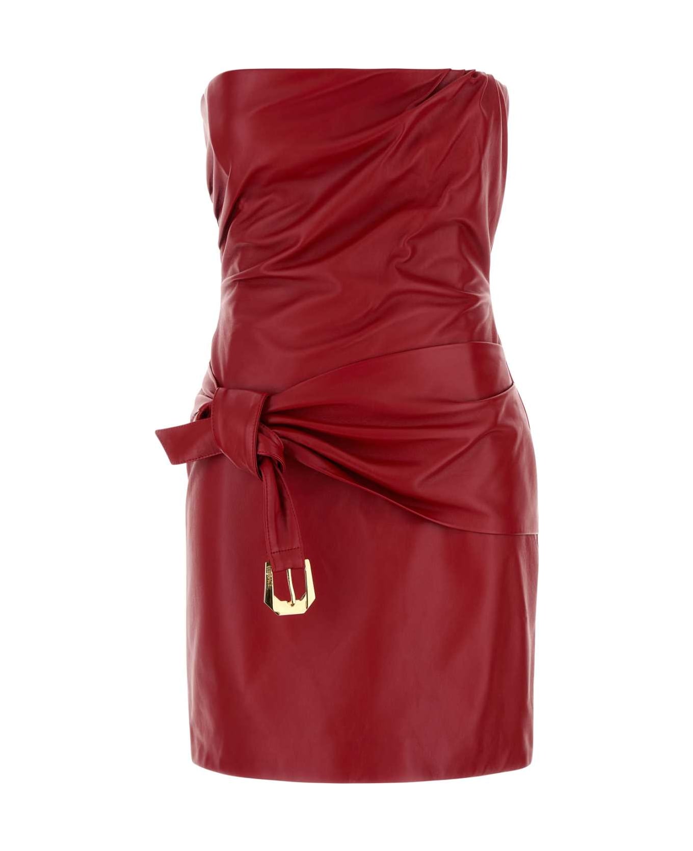 Versace Red Leather Mini Dress - PARADERED