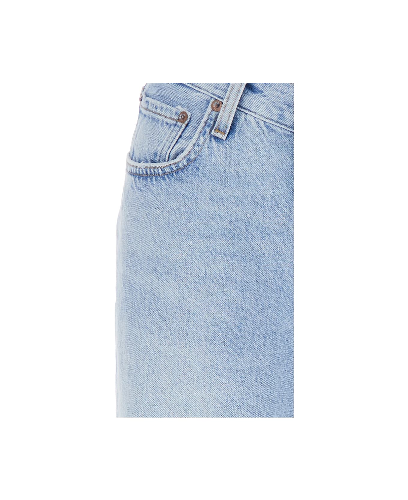 AGOLDE Blue Jeans With Wide Leg And Logo Patch On The Rear In Denim Woman - Clear Blue