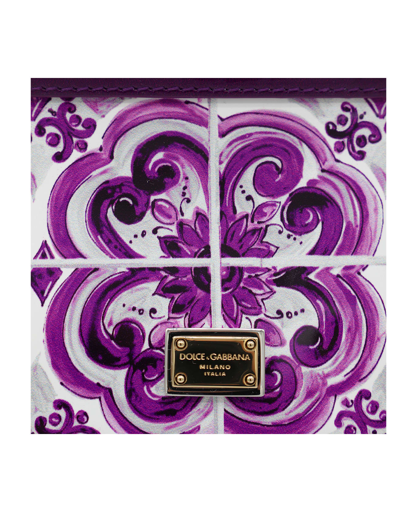Dolce 
Gabbana Purple Leather Sicily Top Handle Bag - MAIOLICA VIOLA