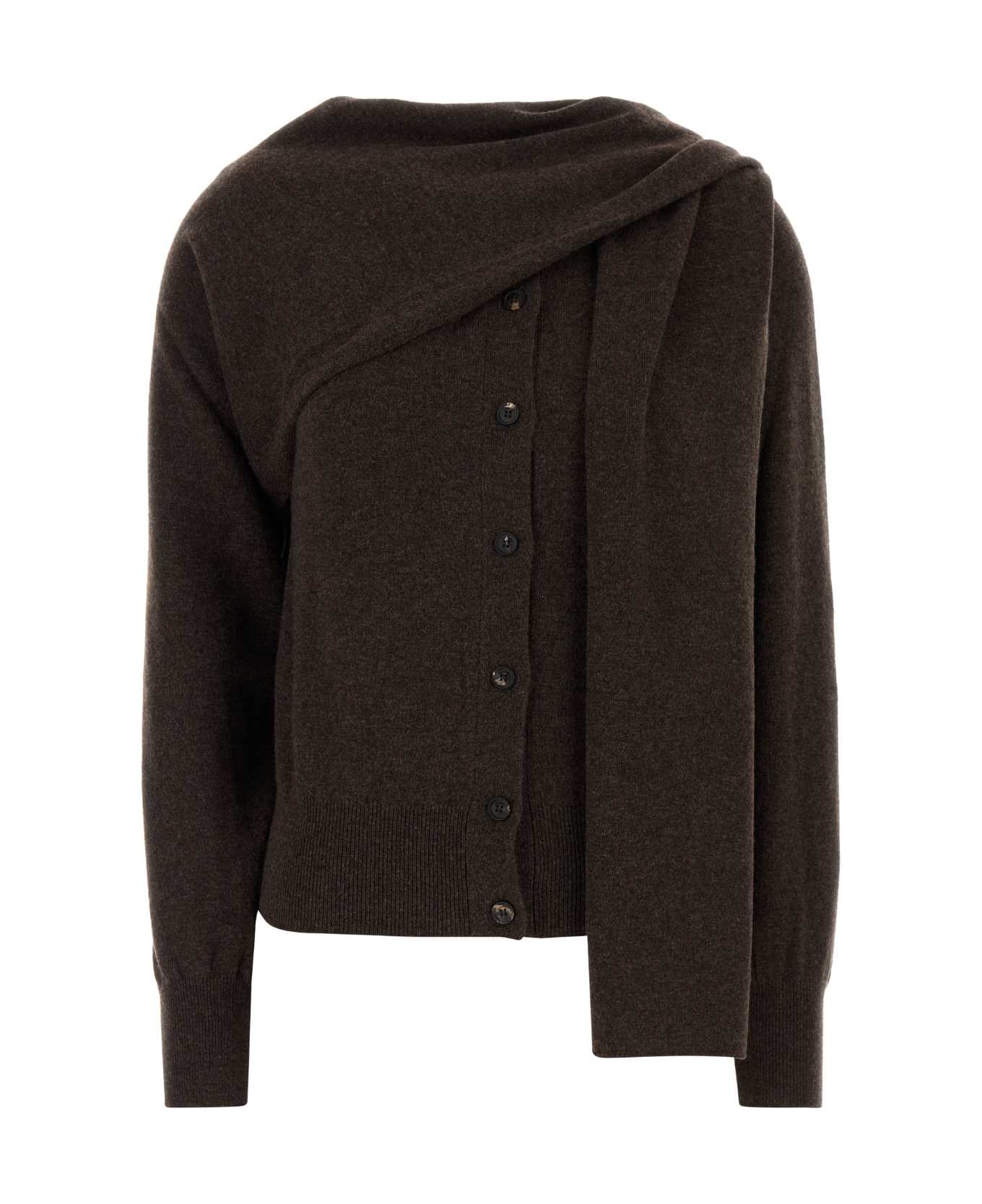 Ferragamo Brown Cashmere Cardigan - SWEDISHCLAYMELANGE