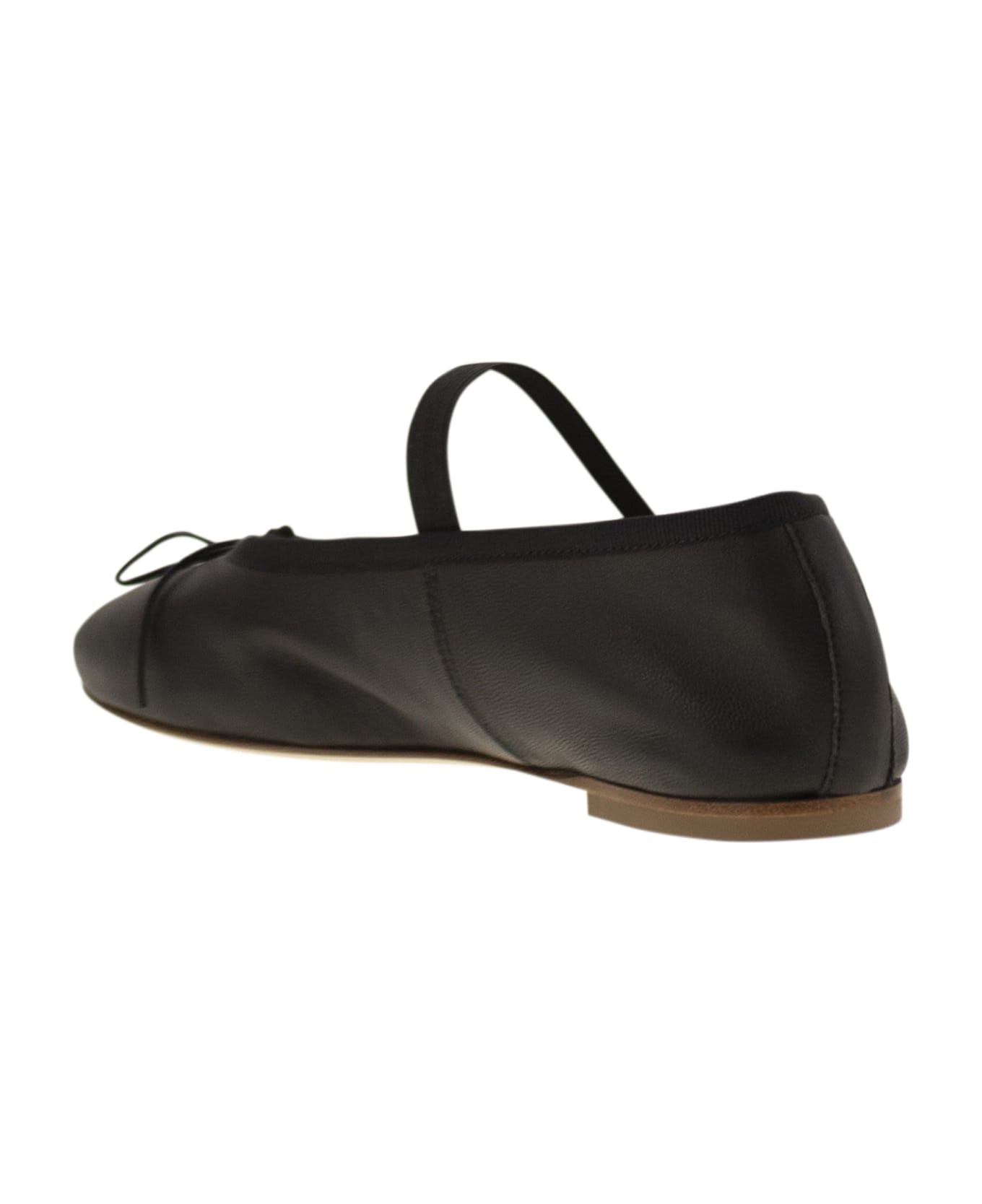 Anniel Leather Ballerina And Elastic Band - Black