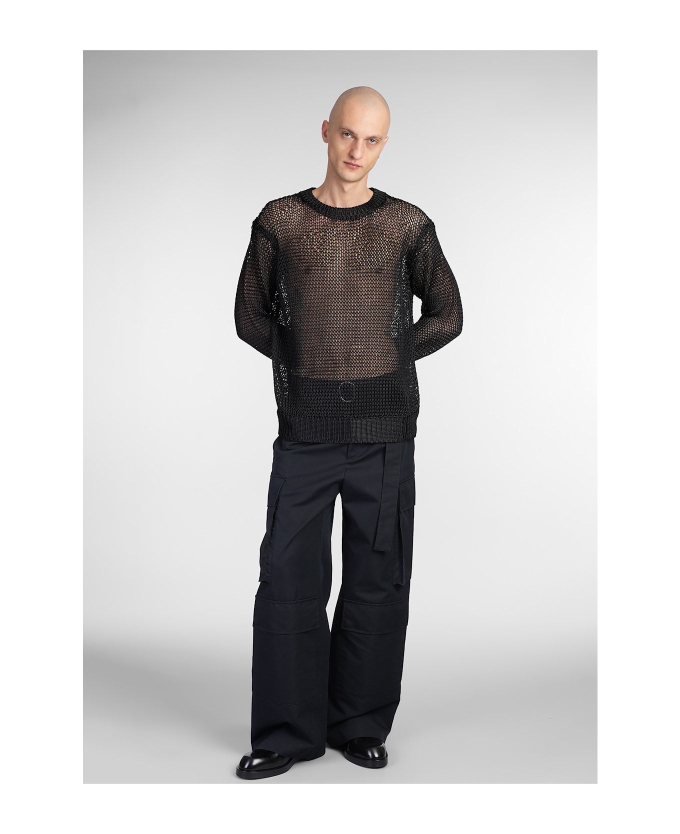 Jil Sander Cn Ls Jumper Knitwear In Black Silk - black
