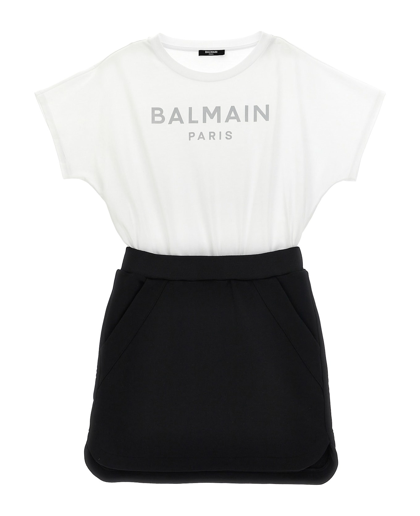Balmain Logo Dress - White/Black