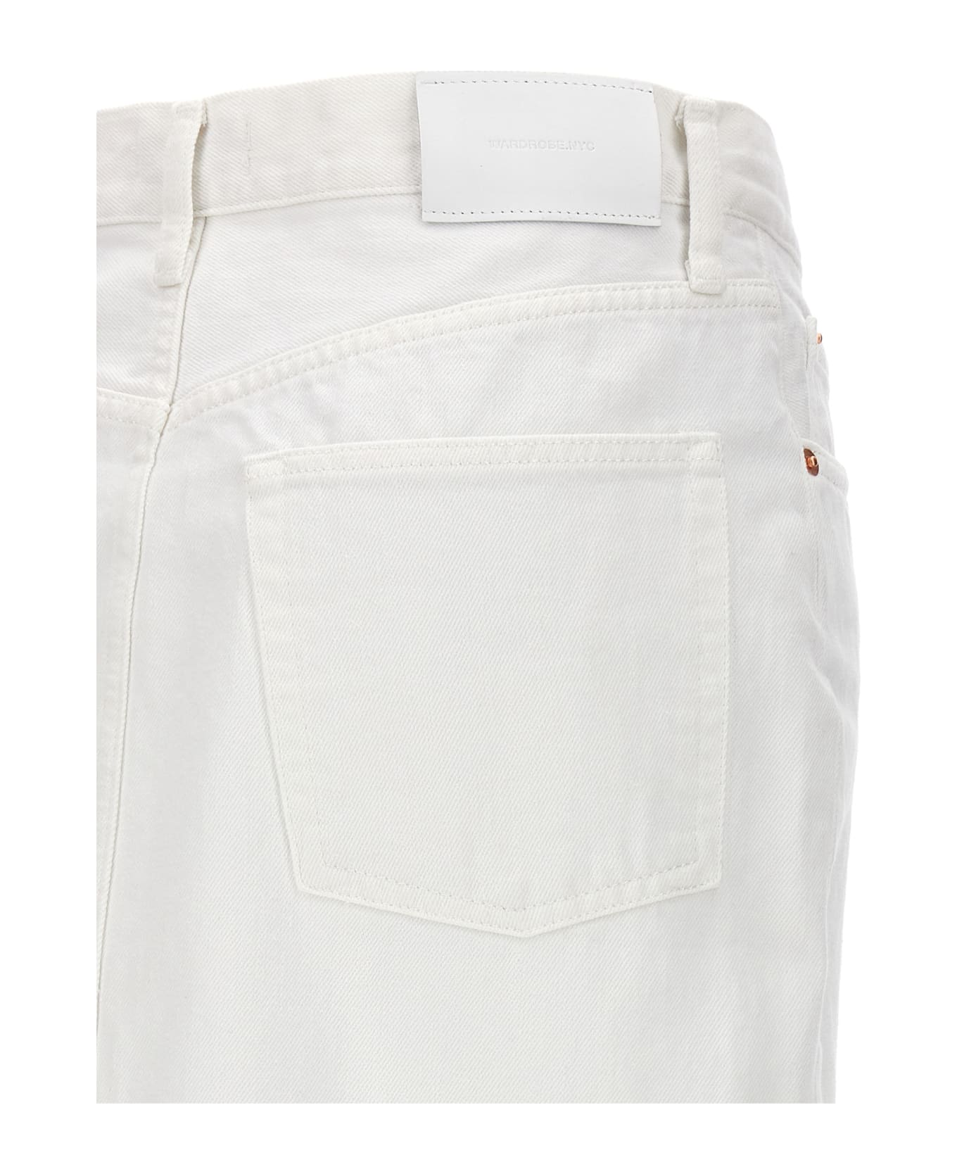 WARDROBE.NYC Denim Midi Skirt - White